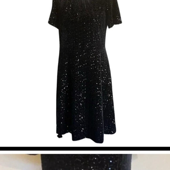 RSVP by Talbots 6 NWOT Black Velvet Sequin Social Dress Party Cocktail Dinner - Picture 2 of 6